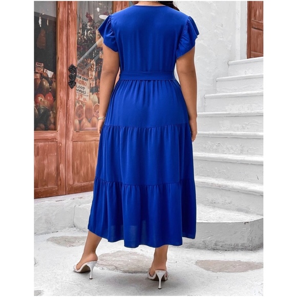 Plus Butterfly Sleeve Belted Dress - Picture 3 of 3